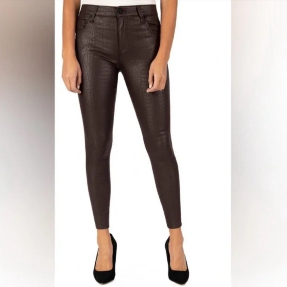 KUT from the Kloth Mia Toothpick Skinny Jeans – Snakeskin Print – Size 4